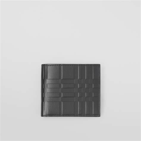 Embossed Check Bifold Coin Wallet in Black 